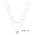 thumbnail image 1 of Believe by Brilliance Women's Initial A Slider Layered Necklace and Stud Set, 16+2"/18+2", 1 of 3