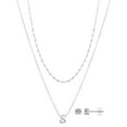 thumbnail image 1 of Believe by Brilliance Women's Initial S Slider Layered Necklace and Stud Set, 16+2"/18+2", 1 of 3