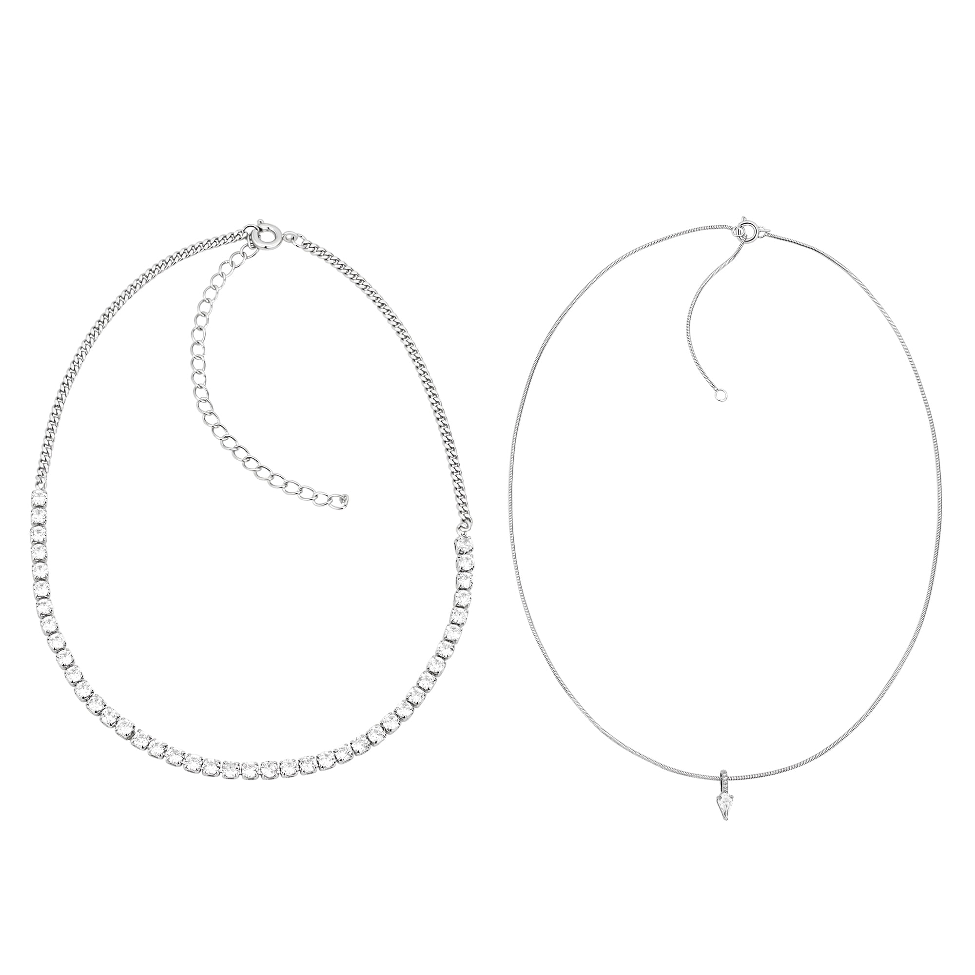 BELIEVE BY BRILLIANCE Women's Necklace set with Cubic Zirconia in Fine Silver Plated Brass