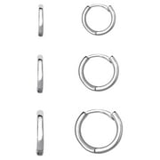 BELIEVE BY BRILLIANCE Women's Set of Three Fine Silver Plated Graduated Polished Hoop Set