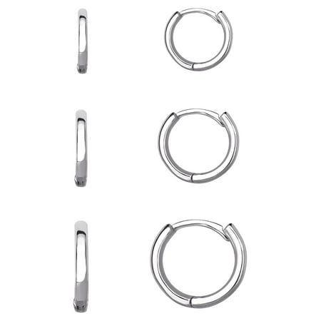 Believe by Brilliance Women's Set of Three Fine Silver Plated Graduated Polished Hoop Set