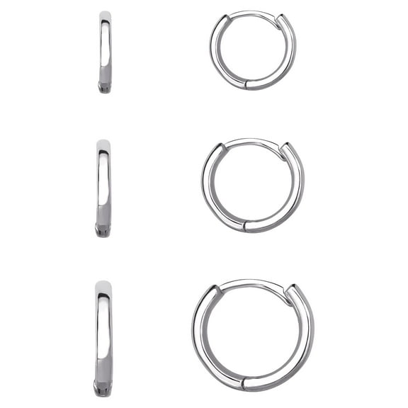 Believe by Brilliance Women's Set of Three Fine Silver Plated Graduated Polished Hoop Set