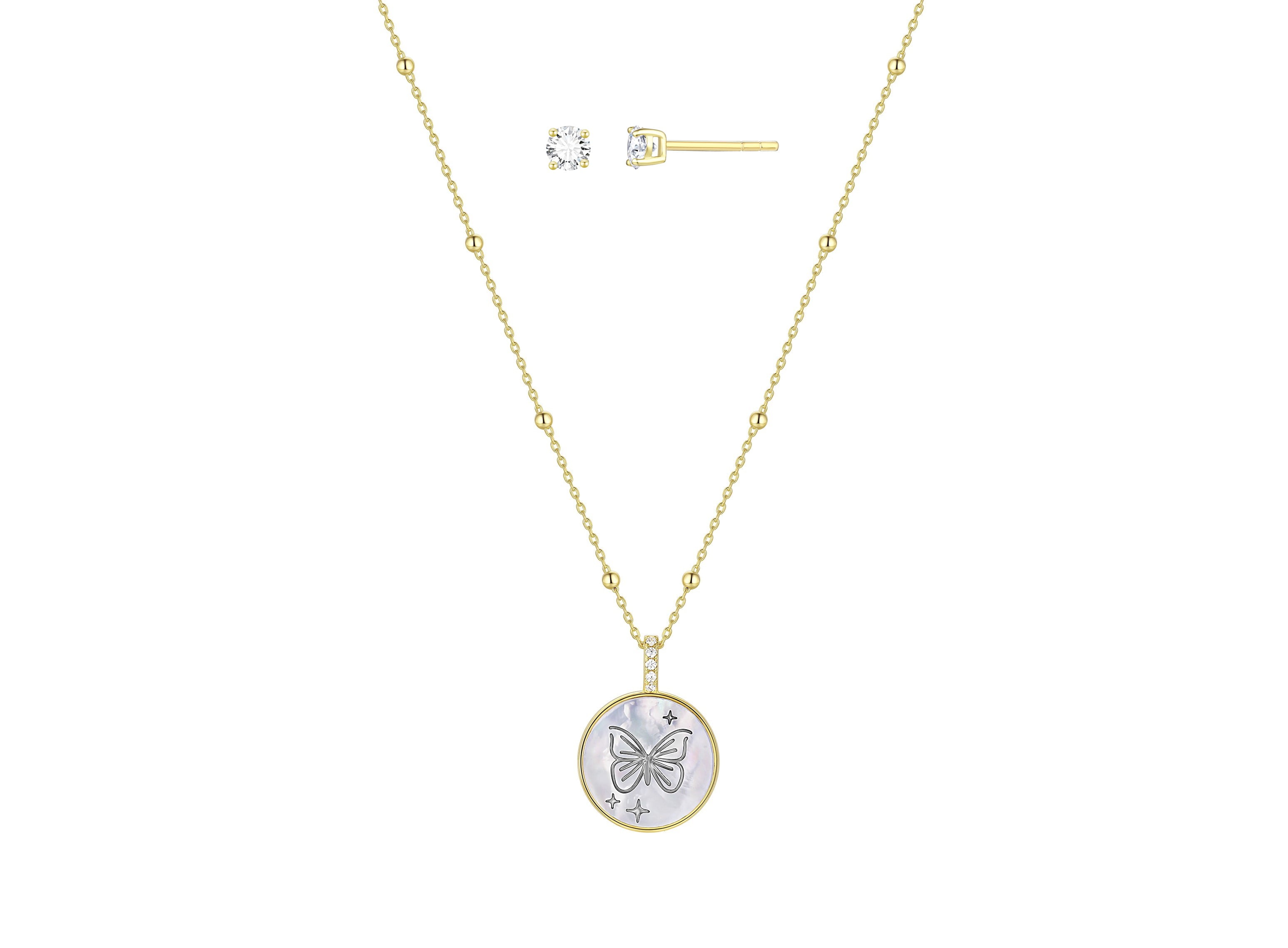 Believe by Brilliance Women's Set with Mother of Pearl in 14KT Gold Flash Plated Brass