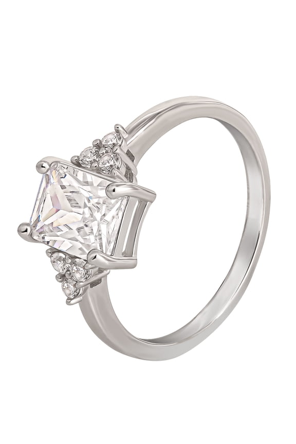 - Women's Silver Emerald Cut Cubic Zirconia Ring, Size 7
