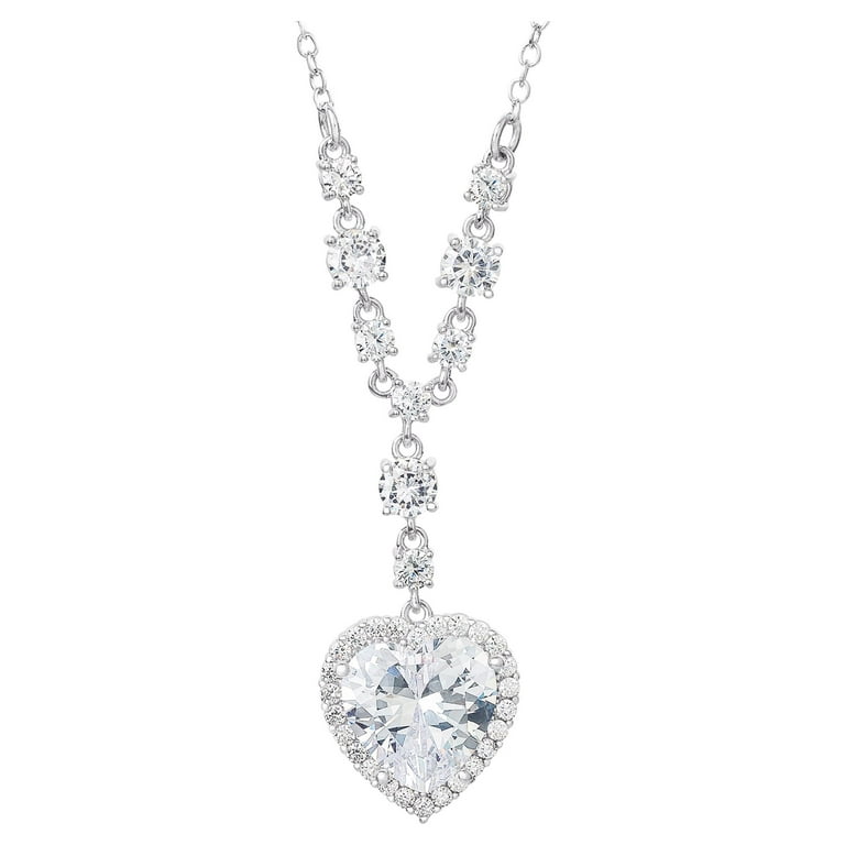 Believe Women's Silver Plated Cubic Zirconia Heart Pendant
