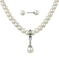 thumbnail image 1 of Believe by Brilliance Women's Simulated Pearl Necklace Set in Fine Silver Plated Brass, 1 of 6