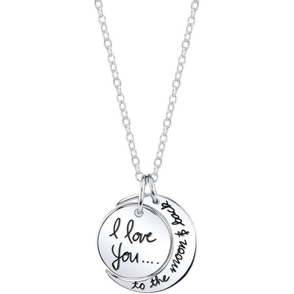 Believe by Brilliance Women's Sterling Silver "I Love You to the Moon & Back" Pendant Necklace, 18"