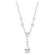 Believe by Brilliance Womens Sterling Silver and Cubic Zirconia Pear Teardrop Pendant Necklace