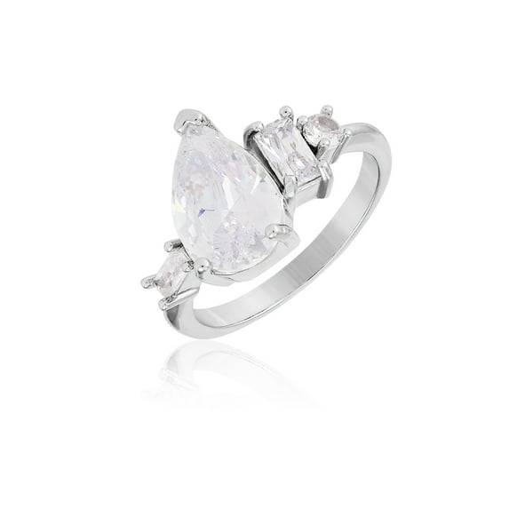 Believe in Brilliance Women's Silver Tone Size 8 Cubic Zirconia Look of Real Fashion Ring