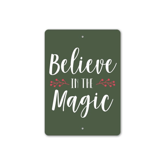 Believe in Magic Sign, Christmas Believe Sign, Christmas Magic Aluminum Metal Decor Sign - 4x18 inches