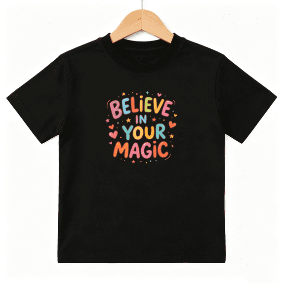 Believe in Your Magic Girls Graphic Tee Inspirational Positive Quote 100% Cotton Kids Short Sleeve T-Shirt 4-13Y