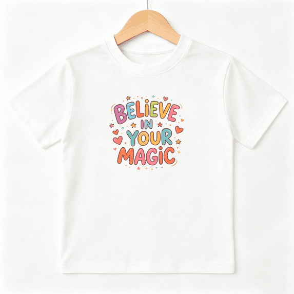 Believe in Your Magic Girls Graphic Tee Inspirational Positive Quote 100% Cotton Kids Short Sleeve T-Shirt 4-13Y