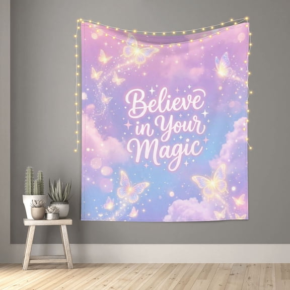 Believe in Your Magic Positive Quote Tapestry Indian Wall Hanging Tapestries Room Decor for Bedroom Living Room Dorm 60X50inch