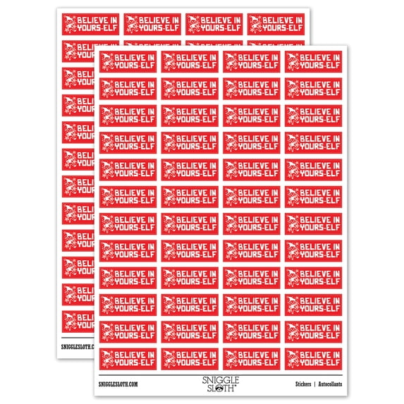 Believe in Yours-elf Yourself Christmas Teacher Student School Sticker Set - Red - Matte Finish - 1.25" Mini
