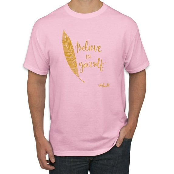 Believe in Yourself Insirational and Movtivational Quote Inspirational/Christian Men's Graphic T-Shirt, Light Pink, Medium