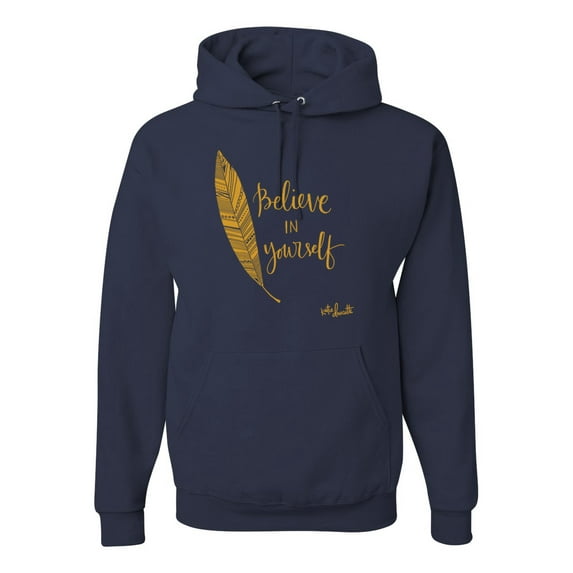 Believe in Yourself Insirational and Movtivational Quote Inspirational/Christian Unisex Graphic Hoodie Sweatshirt, Navy, Small