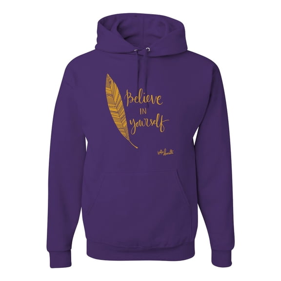 Believe in Yourself Insirational and Movtivational Quote Inspirational/Christian Unisex Graphic Hoodie Sweatshirt, Purple, X-Large