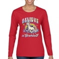 thumbnail image 1 of Believe in Yourself Unicorn Women's Long Sleeve T-shirt Colorful Rainbow Magical Pony, 1 of 7