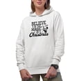 thumbnail image 1 of Believe in the Magic of Christmas with Santa Art Merch Gift, White Hooded Sweatshirt or Hoodie, Small, 1 of 5