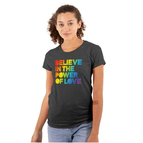 Believe in the Power of Love Rainbow Womens Fitted Plus Size Graphic Tee Brisco Brands 2X
