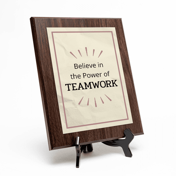 Believe in the Power of Teamwork, Wooden Frame 5x7 Decorative Wall Plaque With Easel Acrylic Stand | Motivational Decor