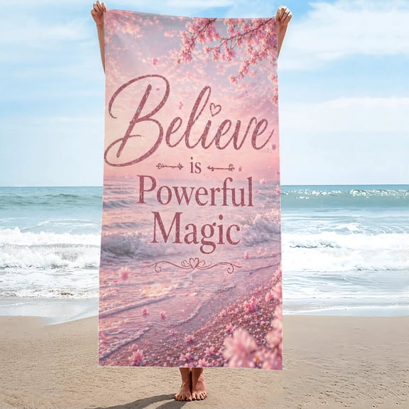 Believe is Powerful Magic Oversized Beach Towel, Sand-Free 27.5" x 55"