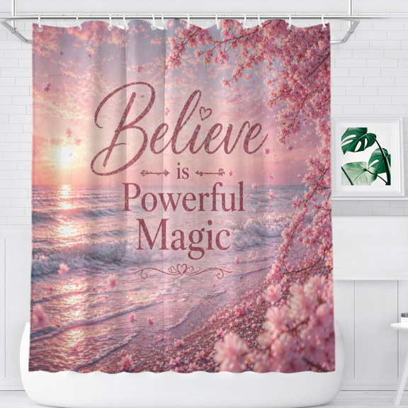 Believe is Powerful Magic Shower Curtain, Soft Bathroom Decor, 72 x 72 Inch