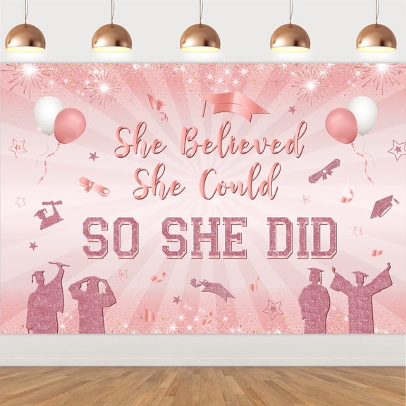 She Believed She Could So She Did Banner, Congratulations Banner, Congratulations Decorations, 2023 Graduation Decorations, Phd Graduation Decorations Class of 2023