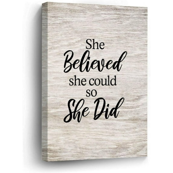 She Believed She Could So She Did Canvas Wall Art 12x16in Inspirational Sayings Canvas Pictures Artwork Posters Ready to Hang Modern Wall Paintings for Bedroom Living Room Kitchen New Home Decor