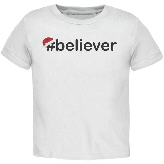 #Believer Santa Toddler White T-Shirt - 3T