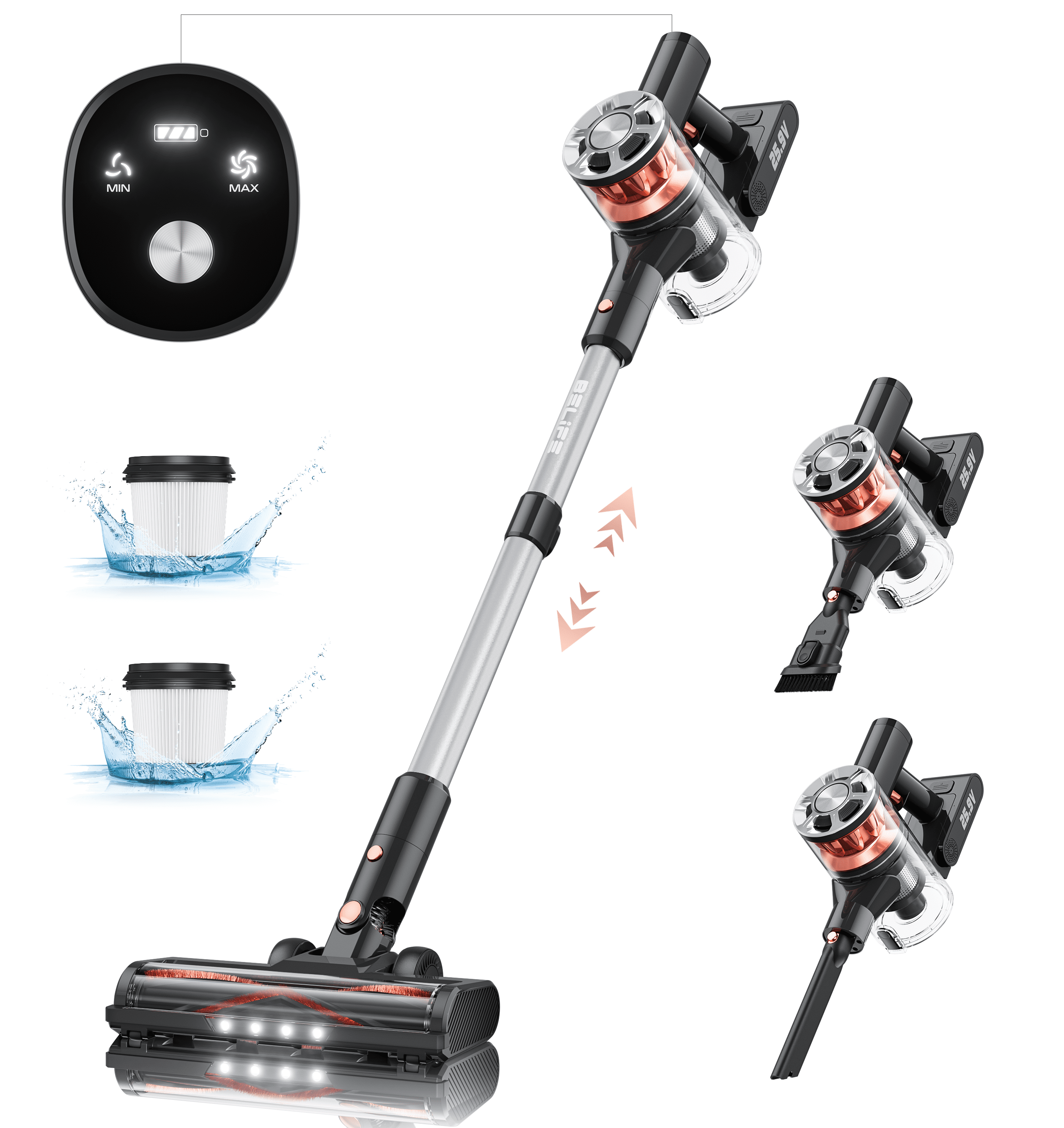 Belife Cordless Stick Vacuum Cleaner for Pet Hair Hardwood Floor Carpet
