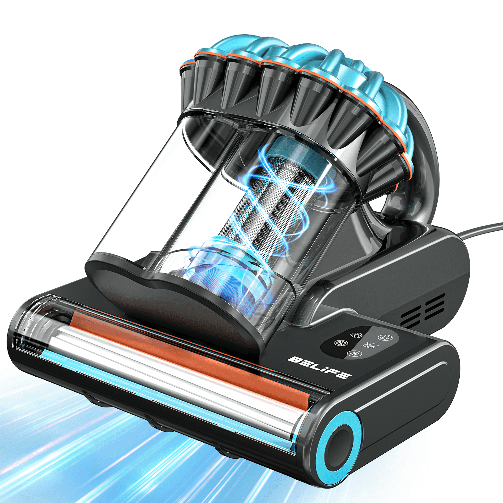 Belife M8 Mattress Vacuum Cleaner, Anti-allergen Bed Vacuum Cleaner with UV & Hot Air & High Heating, 550W 18Kpa Powerful Suction Double-Cup Handheld Vacuum for Bed, Couch, Sofa, Corded