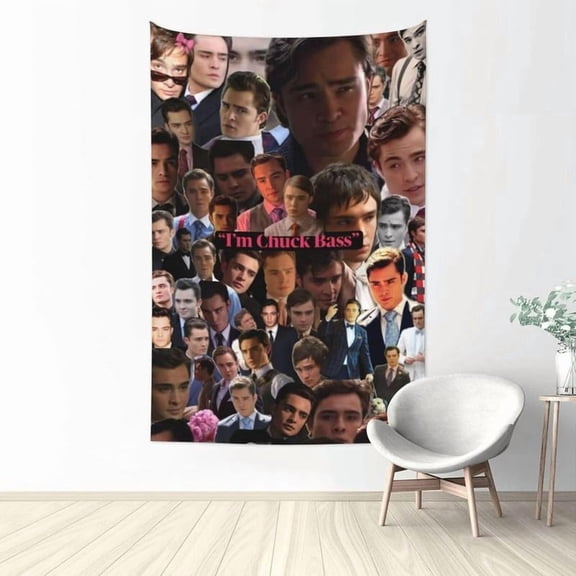 Belikerem Chuck Bass Tapestry Ed Westwick Rome Decor Tapestries Wall art hanging Tapestry poster Decorations for Living Room Bedroom (60x40in)