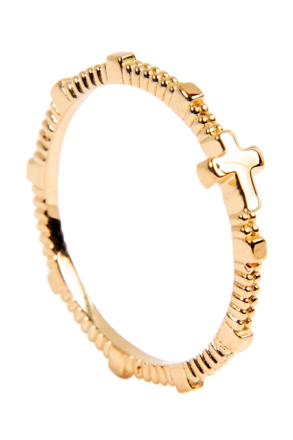 Grace Textured Cross Ring – 18k Gold Vermeil | Polished Cross Design | Hypoallergenic & Tarnish Resistant | Gift for Her