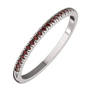 Belinda Jewelz Solid Sterling Silver Delicate Band Ring with 19 Dark Red Ruby Cubic Zirconia Gemstones for Women