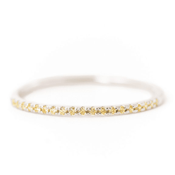 Belinda Jewelz Solid Sterling Silver Delicate Yellow Citrine Band Ring with 19 Citrine Cubic Zirconia Gemstones for Women