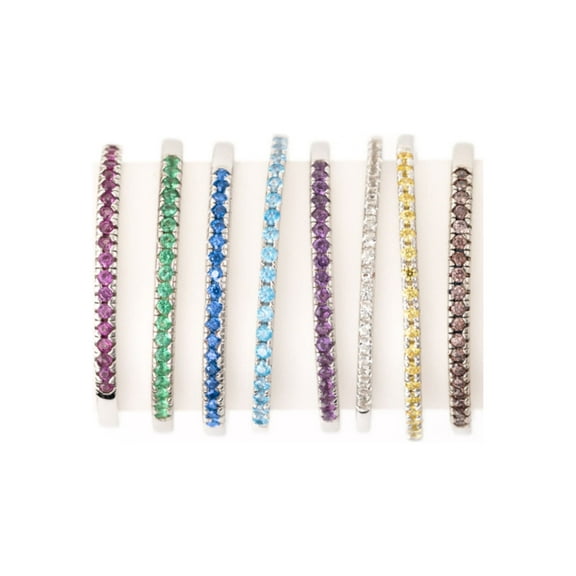 Belinda Jewelz Solid Sterling Silver Delicate Yellow Citrine Band Ring with 19 Citrine Cubic Zirconia Gemstones for Women