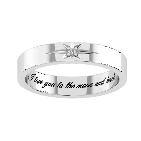 Belinda Jewelz Solid Sterling Silver "I Love you To the Moon and Back" Ring with White CZ