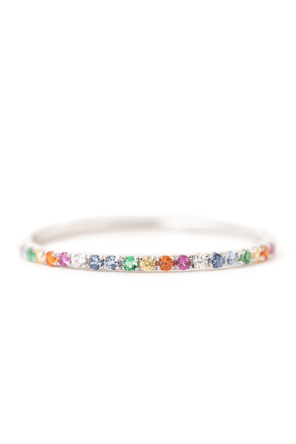 Sterling Silver Pride Rainbow Cubic Zirconia Band Ring – Fine Jewelry, Hypoallergenic & Tarnish Resistant