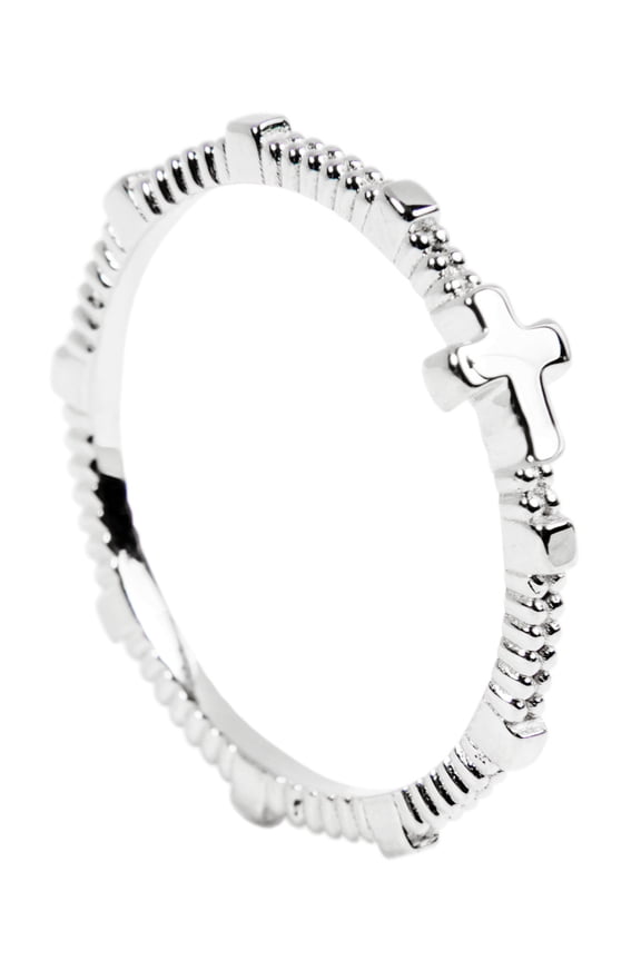 Grace Textured Cross Ring – Sterling Silver | Polished Cross Design | Hypoallergenic & Tarnish Resistant | Gift for Her