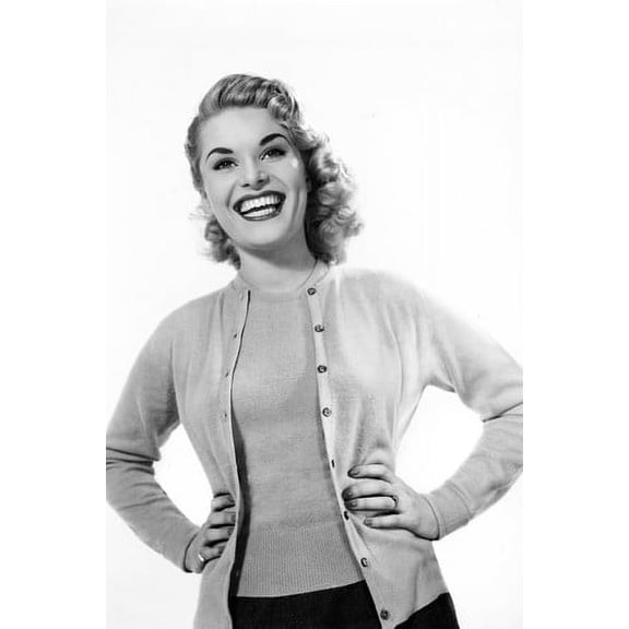 Belinda Lee 24x36 Poster Smiling Pose in Cardigan Hands on Hips