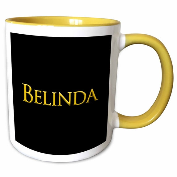 Belinda popular lady name in the America. Yellow on black charm 11oz Two-Tone Yellow Mug mug-339578-8