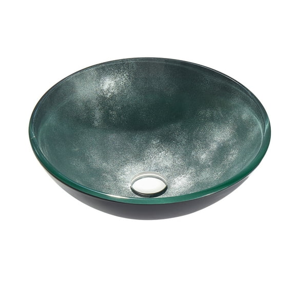 ANZZI Round Glass Vessel Bathroom Sink with Stellar Grey Finish