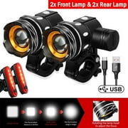 Belita Amy USB Rechargeable LED Mountain Bike Lights Front+Rear Lamp Kit, 4 Piece