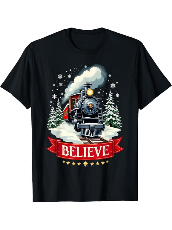 Belive Train Christmas Costume North Pole Polar Express T-Shirt
