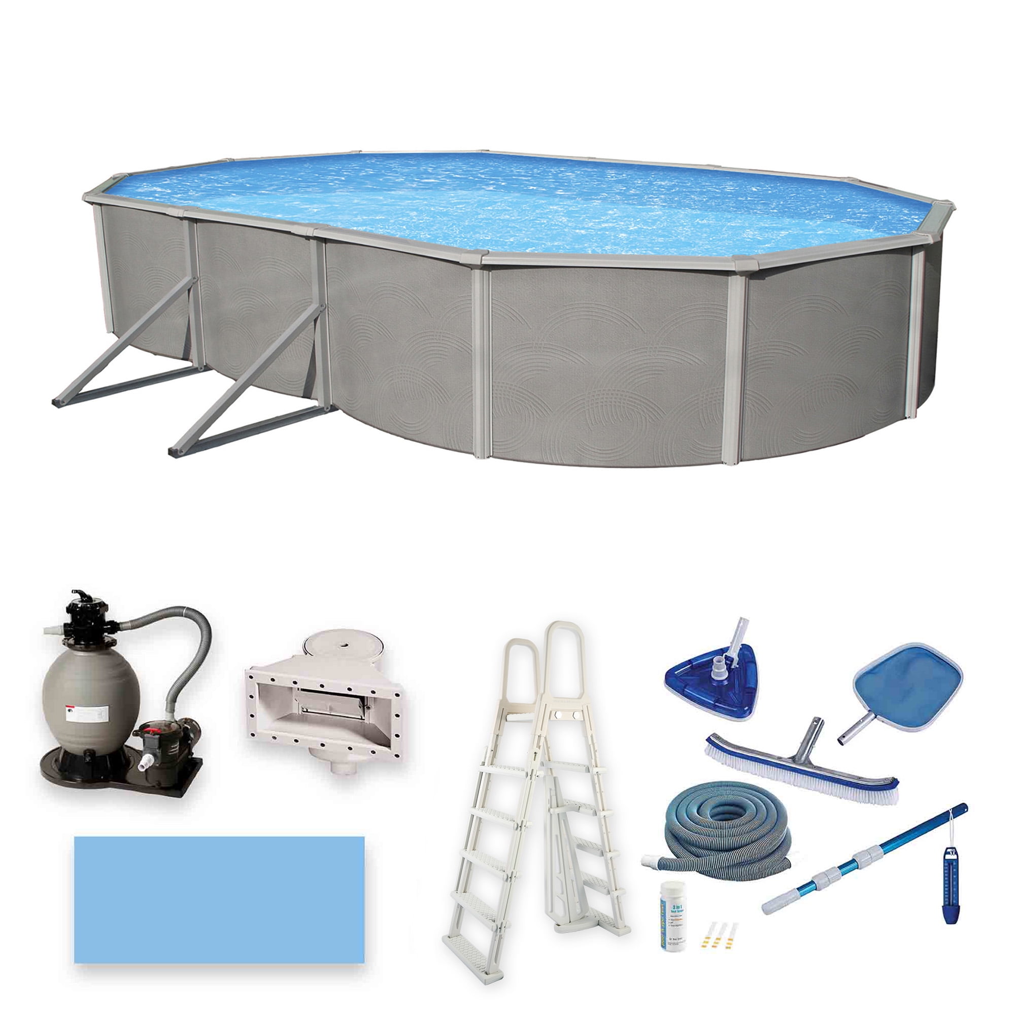 Belize 30' x 15' Oval Steel Above Ground Pool with Pump