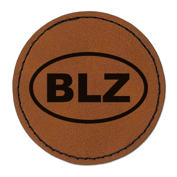 Belize BLZ 2.5" Faux Leather Round Engraved Iron-On Patch - Brown
