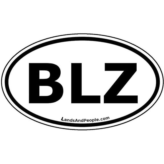 Belize BLZ Car Bumper Sticker Decal Oval Black and White 3 Letter Code