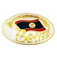 thumbnail image 1 of Belize Belt Buckle Belizean Central American Flag Metal Two-Tone Gold Silver New Big, 1 of 2