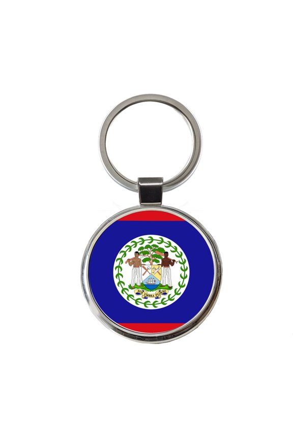 Belize Country Flag Metal Round Keychain